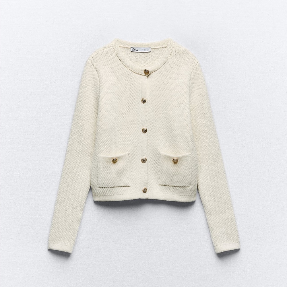 (NWOT) ZARA KNIT CARDIGAN WITH GOLDEN BUTTONS